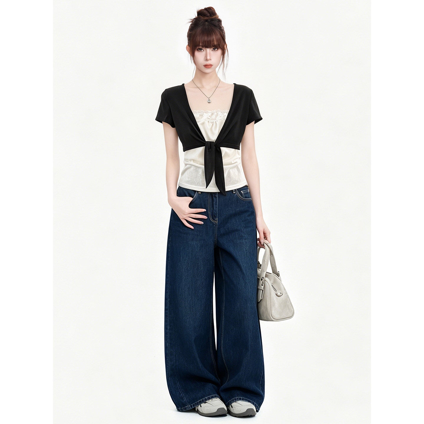 Short Sleeve T-Shirt for Women Tie-Up Slim Fit Top