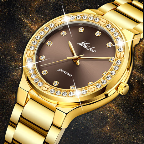 Elegant Woman Watch Luxury Brand Female Wristwatch Japan Movt 30M Waterproof Gold Expensive Analog Geneva Quartz Watch