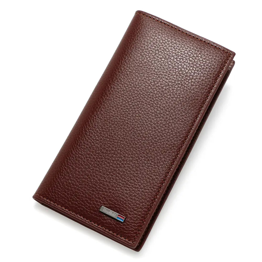 Men’s Premium Long Wallet – Korean Style Pebbled Leather Multi-Card Holder