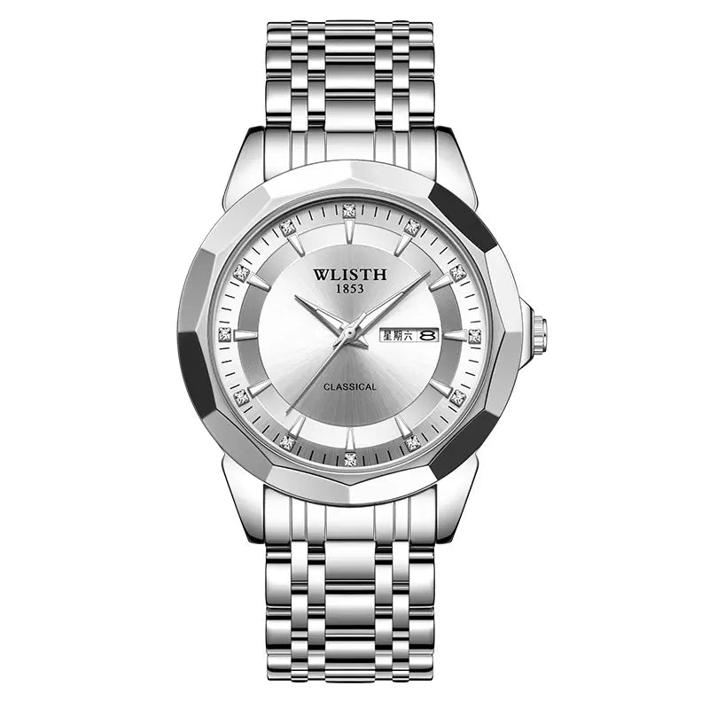 Men's Luxury Stainless Steel Quartz Watch – Silver Dial & Steel Bracelet