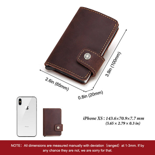Leather Automatic Pop Up Credit Card Case Business Card Case Metal Aluminum Card Holder RFID Card Holder
