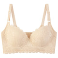 Sexy Lace Seamless Bra for Women with Steel Ring, Push-Up, Side Support, Anti-Sagging, Deep V Neckline, Large Size