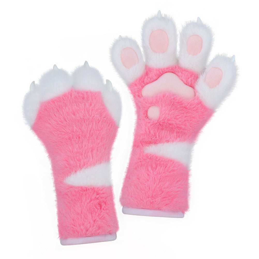 Original New Gloves Furry Handmade Beast Claw Long Style Furry Plush Gloves Halloween Cosplay Claw Prop