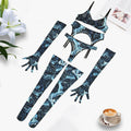 Tie-Dye Colorful Small Bust Gathering Mesh Sexy Lingerie Five-Piece Set for Women