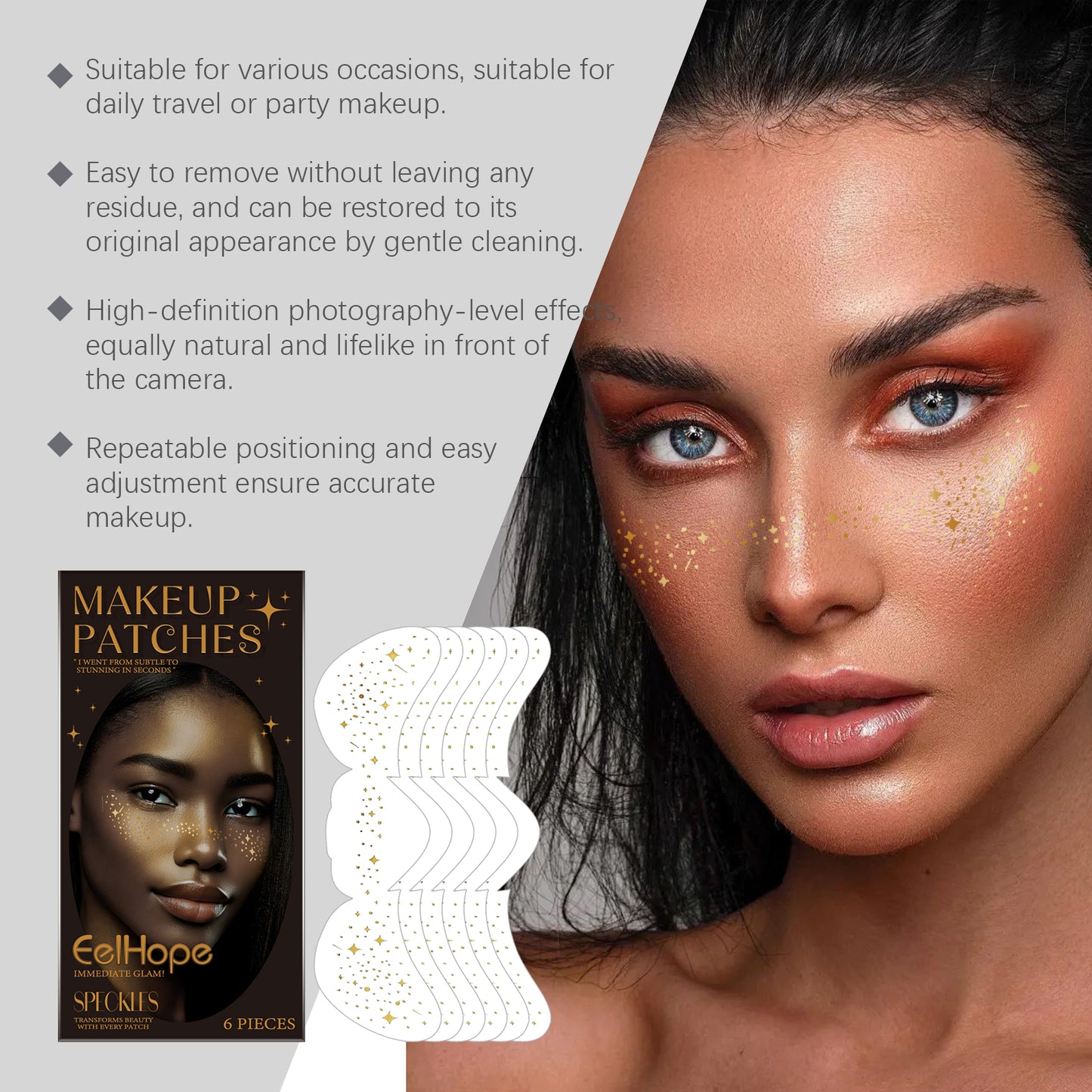 Eelhope Party Freckle Tattoo Stickers Create Natural Freckle Makeup Makeup Stickers With Glitter Spot Tattoos