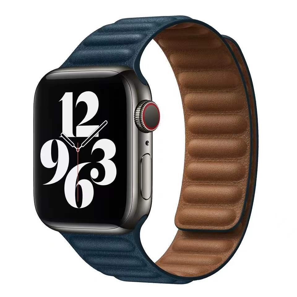 Suitable For iwatch8 Watchband S7 SE 6/5/43 Magnetic Suction New Leather Loopback Chain Apple Watch Wristband