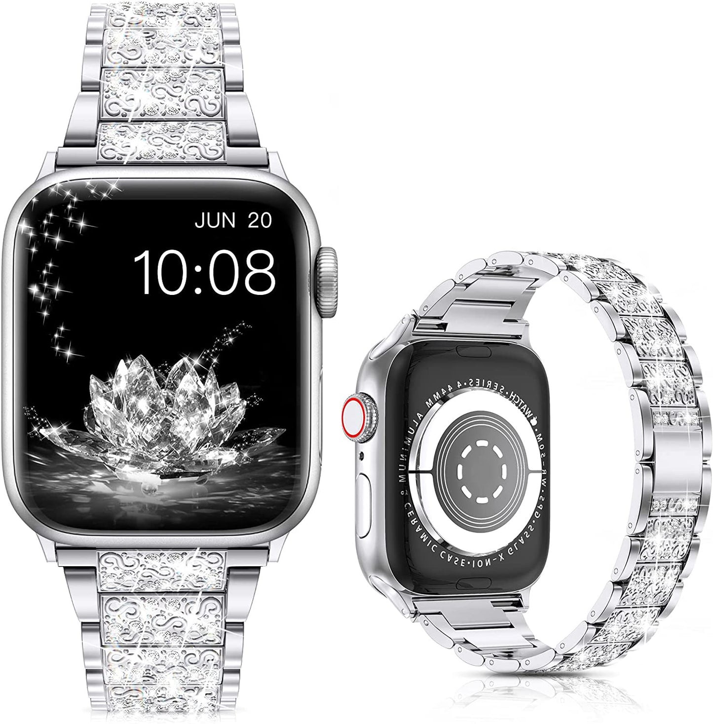 Suitable For iwatch Watchband Three Beads Diamond Inlaid Zinc Alloy Apple Watchband Apple Watchband