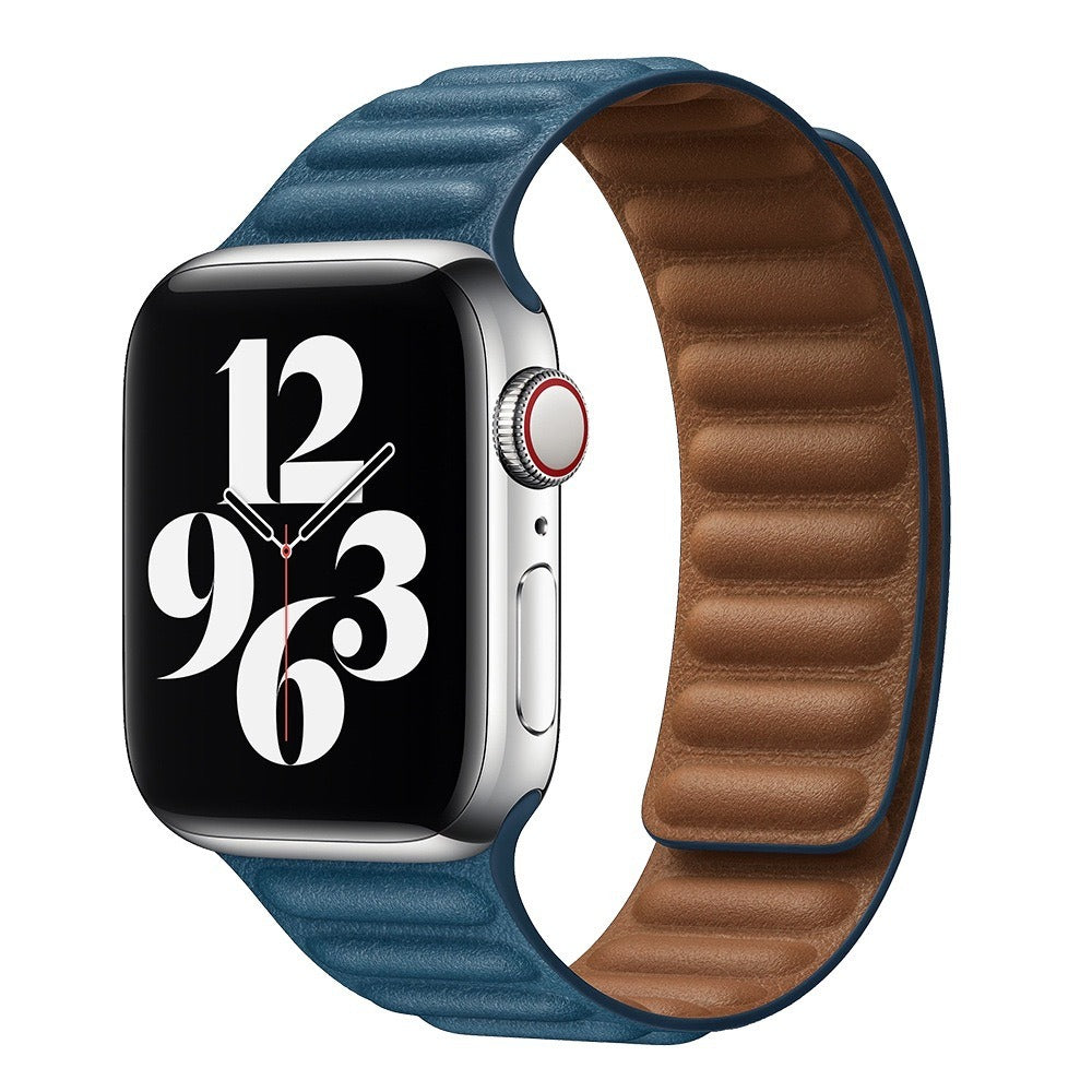 Suitable For iwatch8 Watchband S7 SE 6/5/43 Magnetic Suction New Leather Loopback Chain Apple Watch Wristband