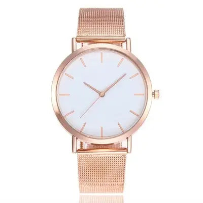 Men's Rose Gold Mesh Watch with Meridian Scale