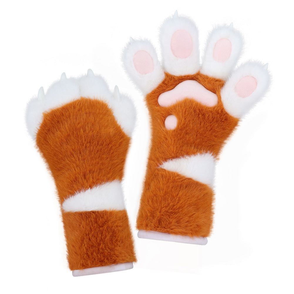 Original New Gloves Furry Handmade Beast Claw Long Style Furry Plush Gloves Halloween Cosplay Claw Prop