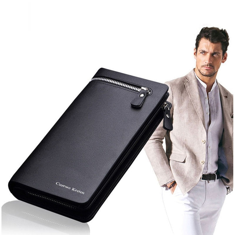 Bifold Men Wallet Brand Famous Mens Leather Long Wallet Clutch Male Money Purse ID Card Holder