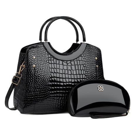 Handbag snake patterned mother and child bag shiny leather platinum bag