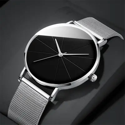Men's Rose Gold Mesh Watch with Meridian Scale