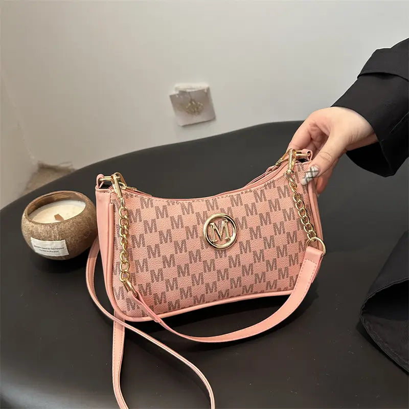 French Style Printed Chain Shoulder Bag for Women