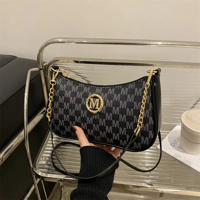 French Style Printed Chain Shoulder Bag for Women