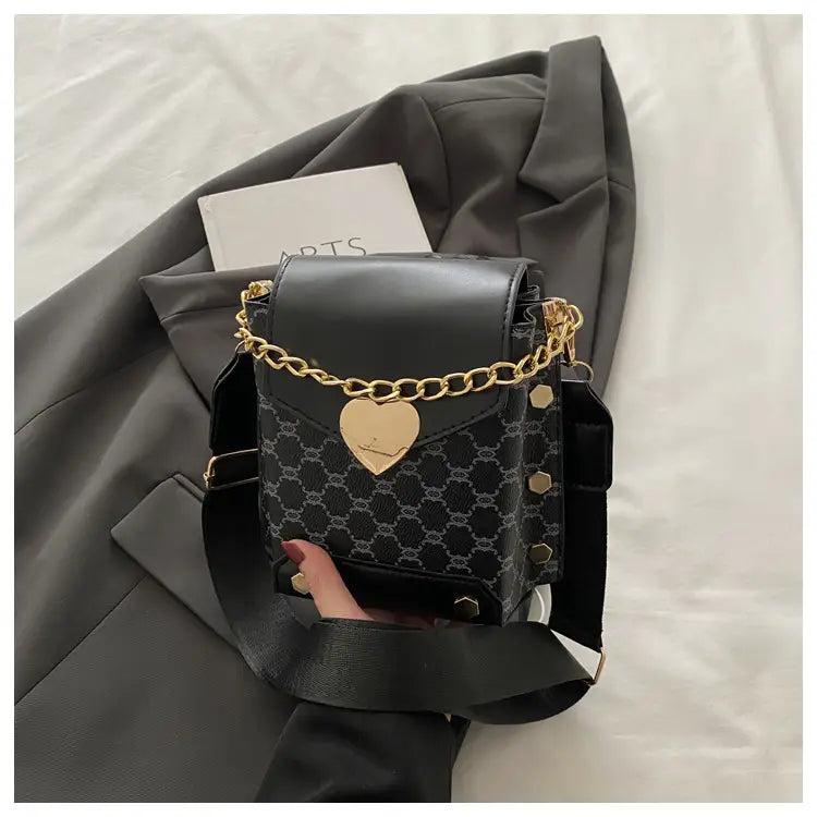 Retro White & Gold Chain Crossbody Bag for Women