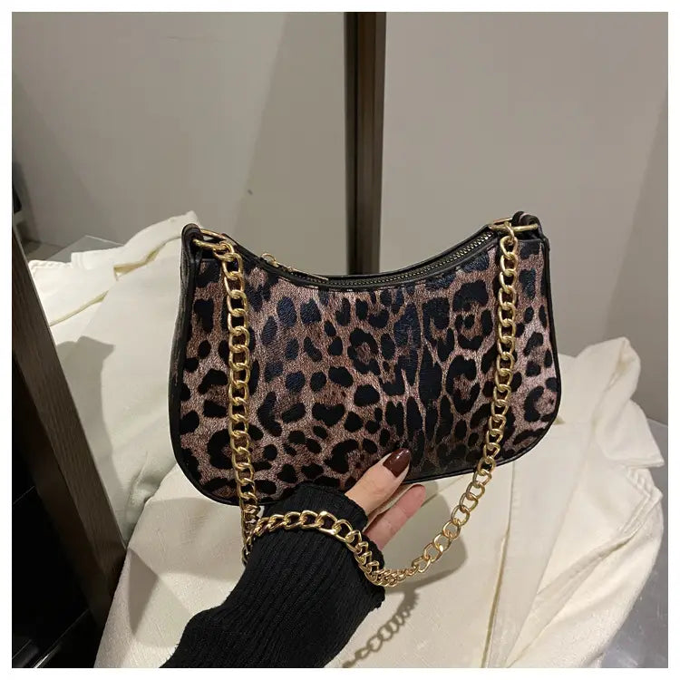 Dark monogram chain strap shoulder bag