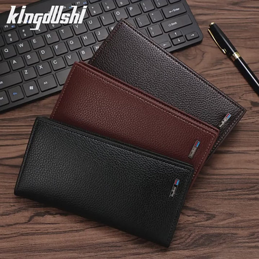 Men’s Premium Long Wallet – Korean Style Pebbled Leather Multi-Card Holder