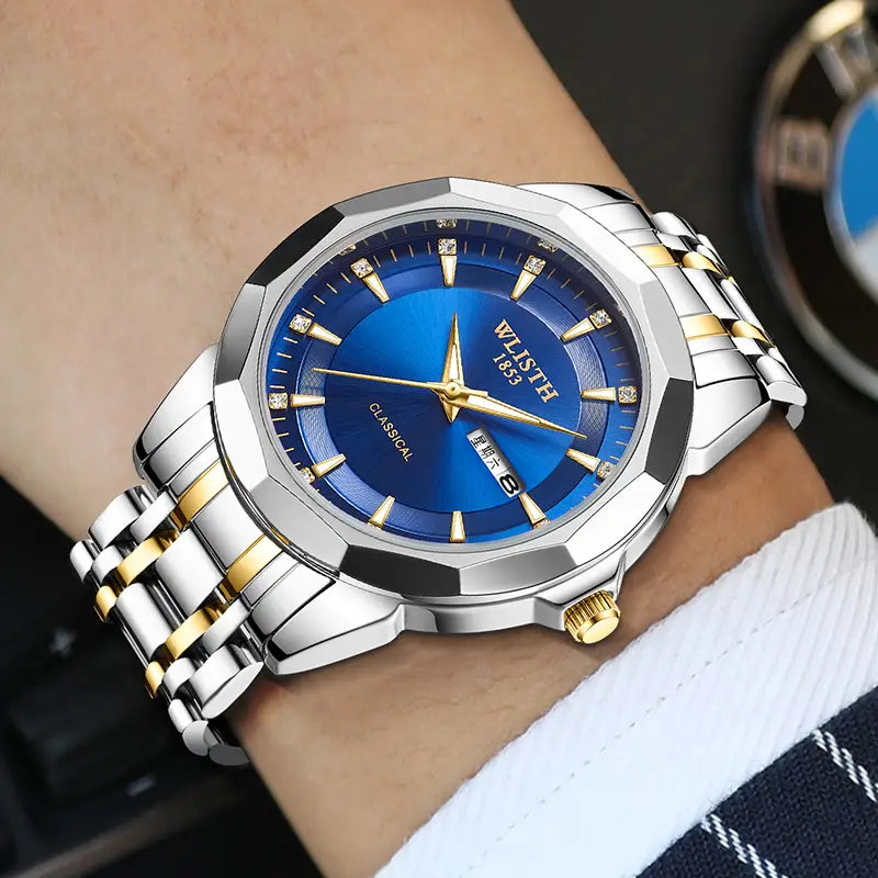 Men's Luxury Stainless Steel Quartz Watch – Silver Dial & Steel Bracelet