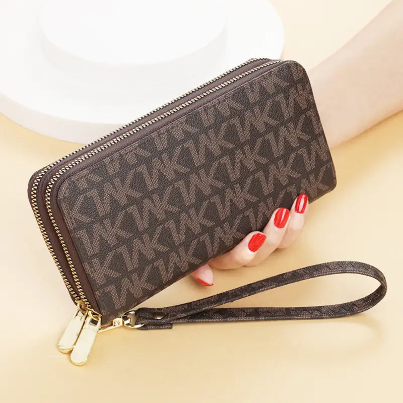 Women's Premium Double Zipper Wallet – Large Capacity Korean Style Clutch Phone Purse