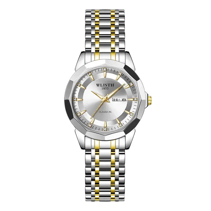 Men's Luxury Stainless Steel Quartz Watch – Silver Dial & Steel Bracelet