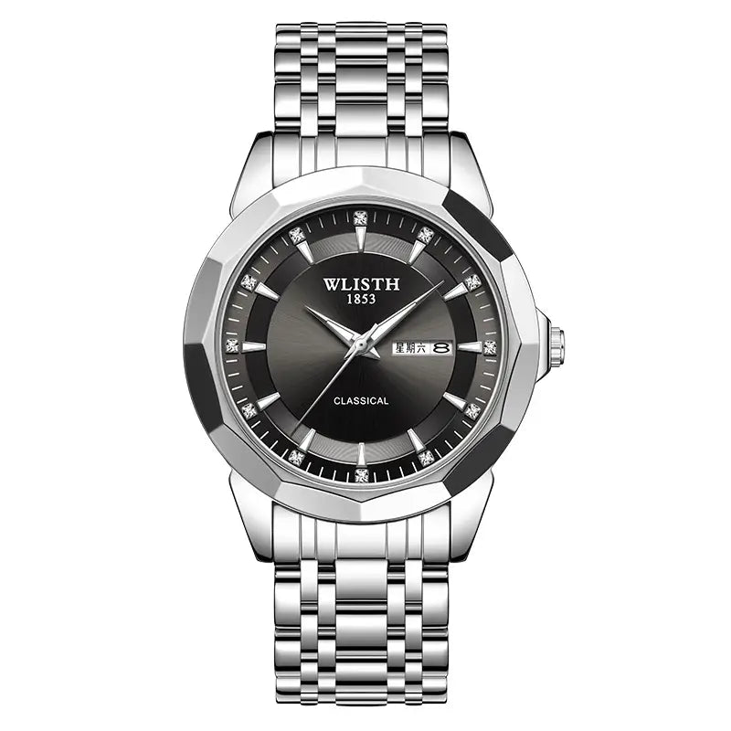 Men's Luxury Stainless Steel Quartz Watch – Silver Dial & Steel Bracelet