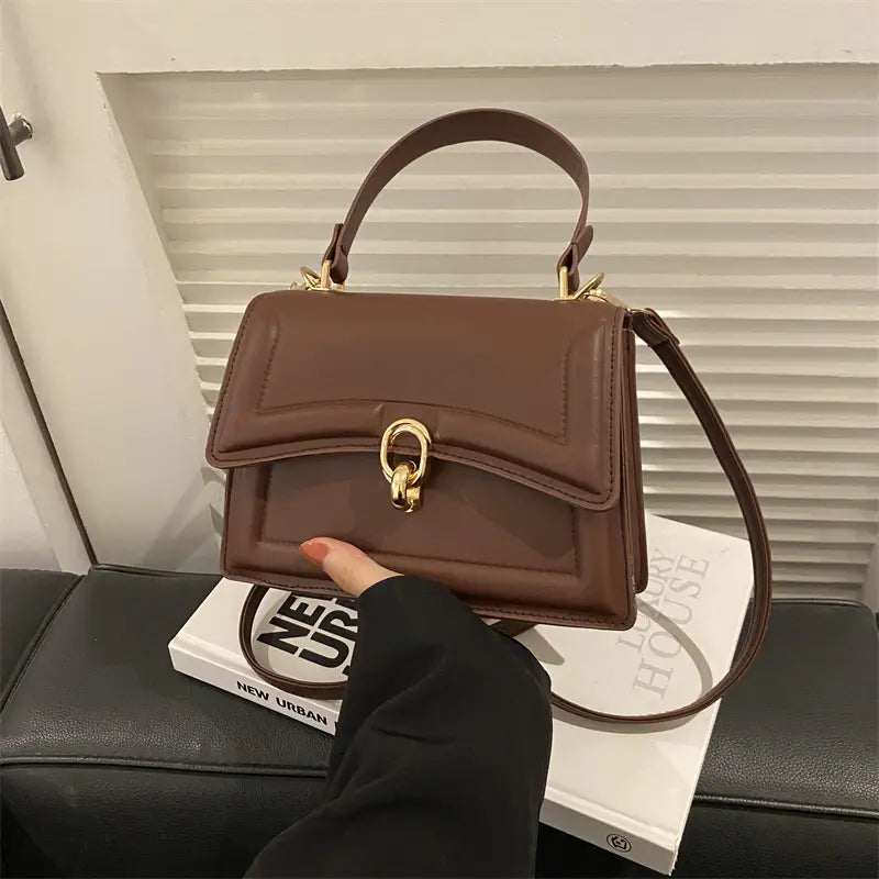 Women's Luxury Top Handle Handbag – Elegant Crossbody Shoulder Bag with Gold Hardware