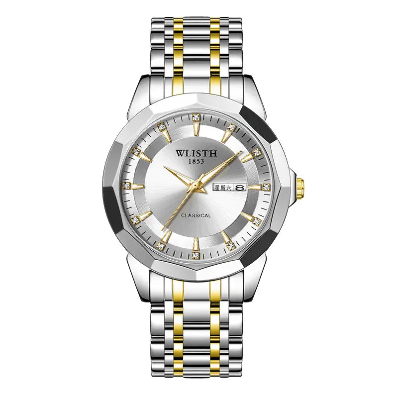 Men's Luxury Stainless Steel Quartz Watch – Silver Dial & Steel Bracelet