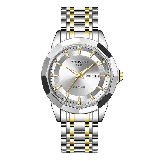 Men's Luxury Stainless Steel Quartz Watch – Silver Dial & Steel Bracelet