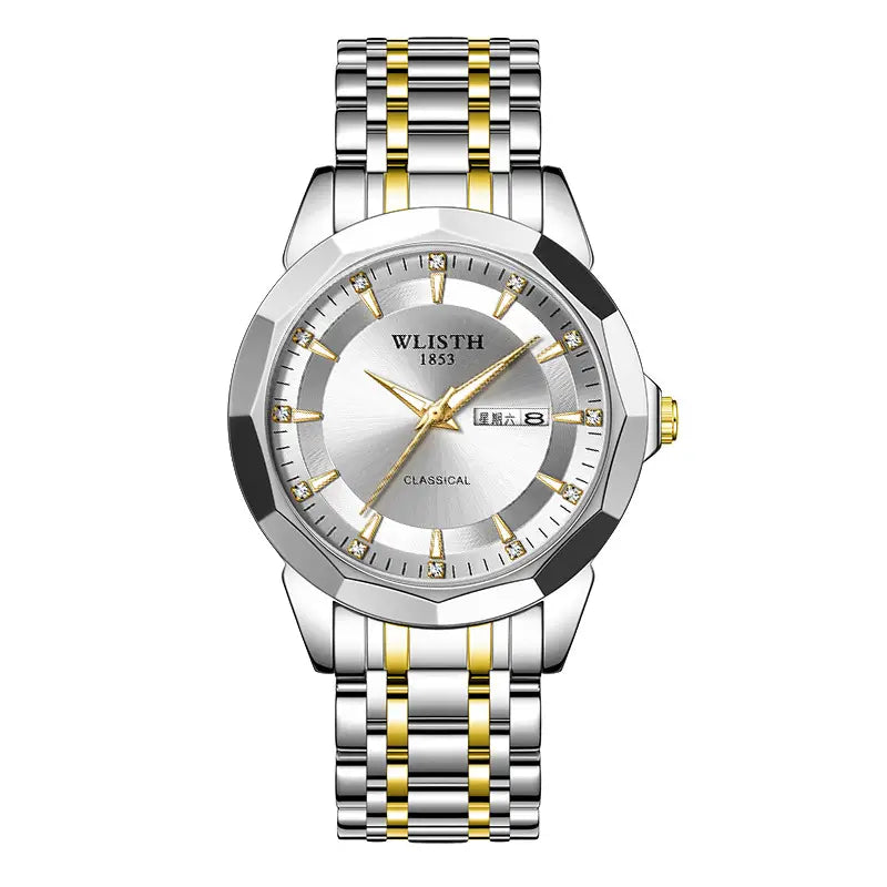 Men's Luxury Stainless Steel Quartz Watch – Silver Dial & Steel Bracelet