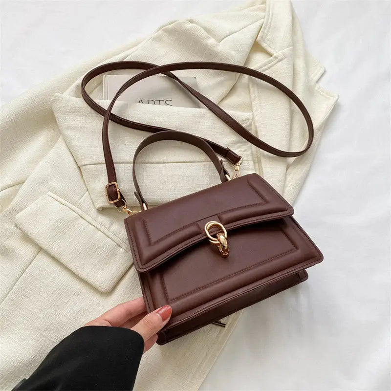 Women's Luxury Top Handle Handbag – Elegant Crossbody Shoulder Bag with Gold Hardware