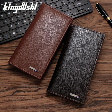 Herren Premium Langbörse – Koreanischer Stil Genarbtes Leder Multi-Kartenhalter