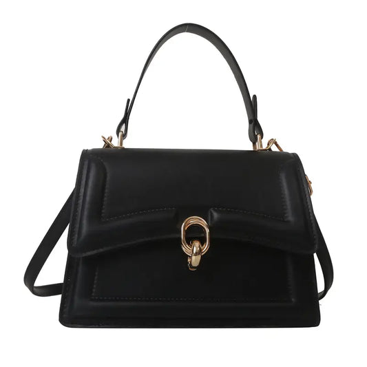 Bolso de lujo con asa superior para mujer – Elegante bolso de hombro cruzado con herrajes dorados